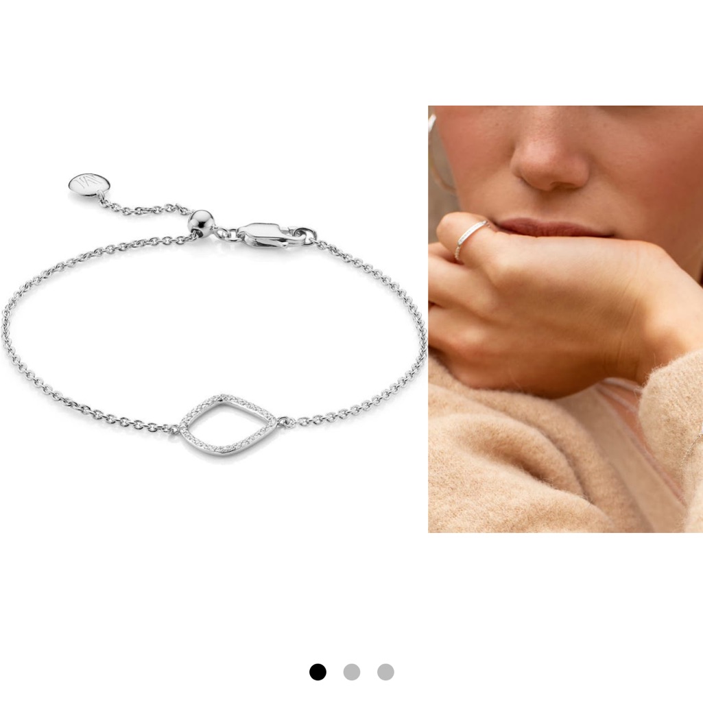 Monica Vinader Nwot Riva Kite Diamond Bracelet